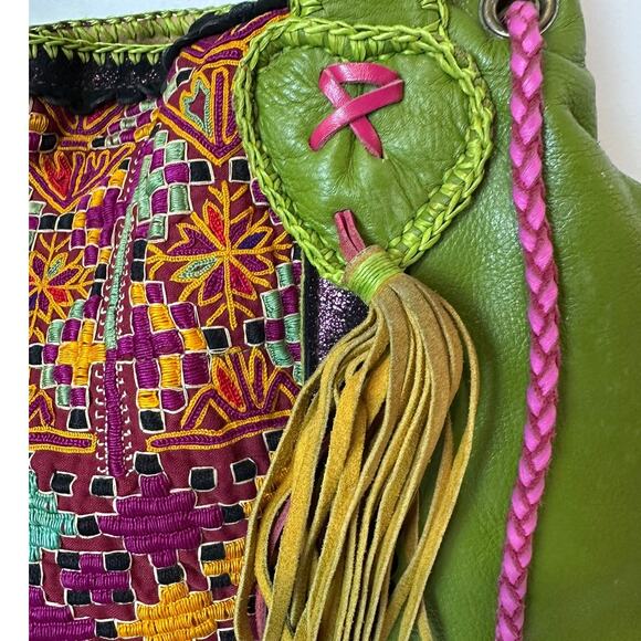 Ibiza World Family Handbag Women's Handcrafted Leather Embroidered Boho Artsy - Picture 16 of 16